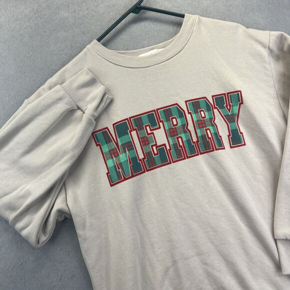 Tops - State of Mine Womens M Pullover Warm Holiday Sweatshirt Merry Plaid